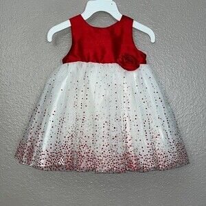 Holiday Editions infant Girl Dress Red/White/glitter 3-6 months